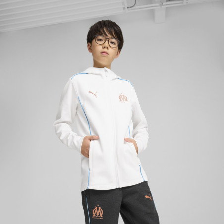 Veste survêtement junior OM Casual blanc bleu 2024/25