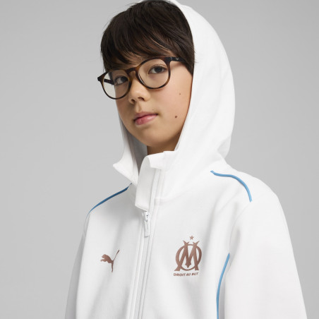 Veste survêtement junior OM Casual blanc bleu 2024/25