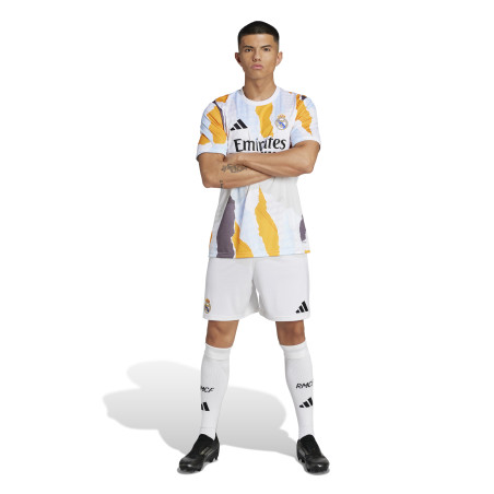 Maillot avant match Real Madrid graphic blanc jaune 2024/25