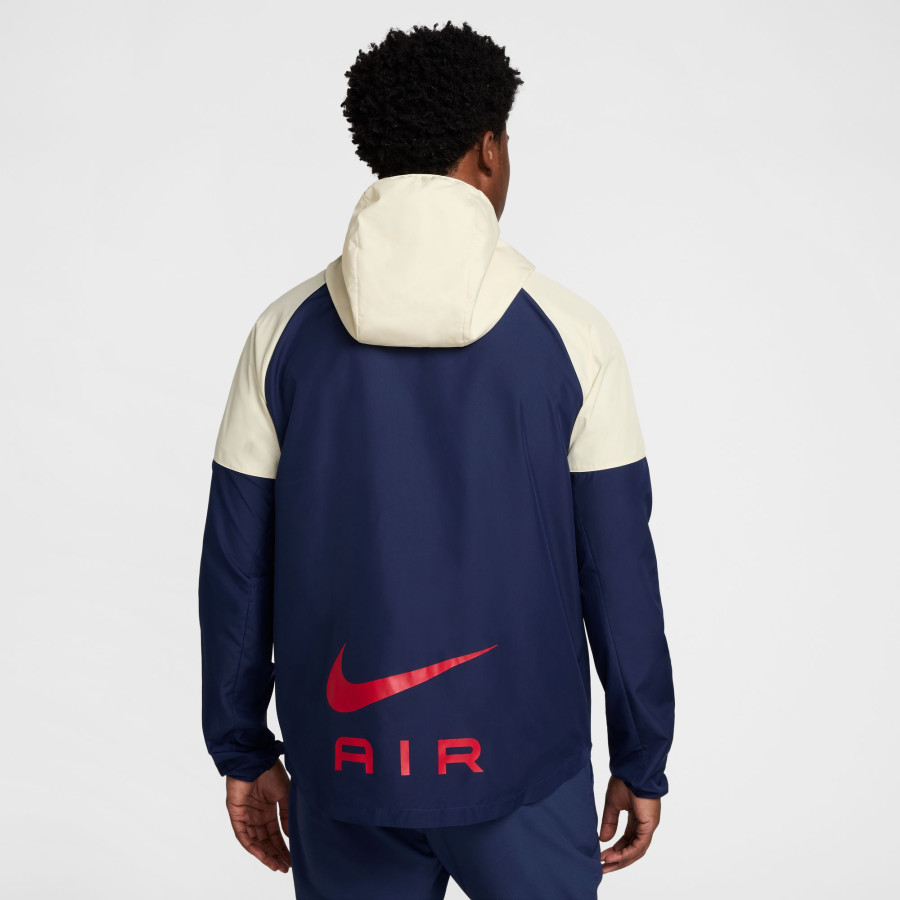 Veste survêtement à capuche Nike Air Woven bleu blanc