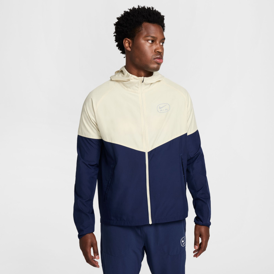 Veste survêtement à capuche Nike Air Woven bleu blanc