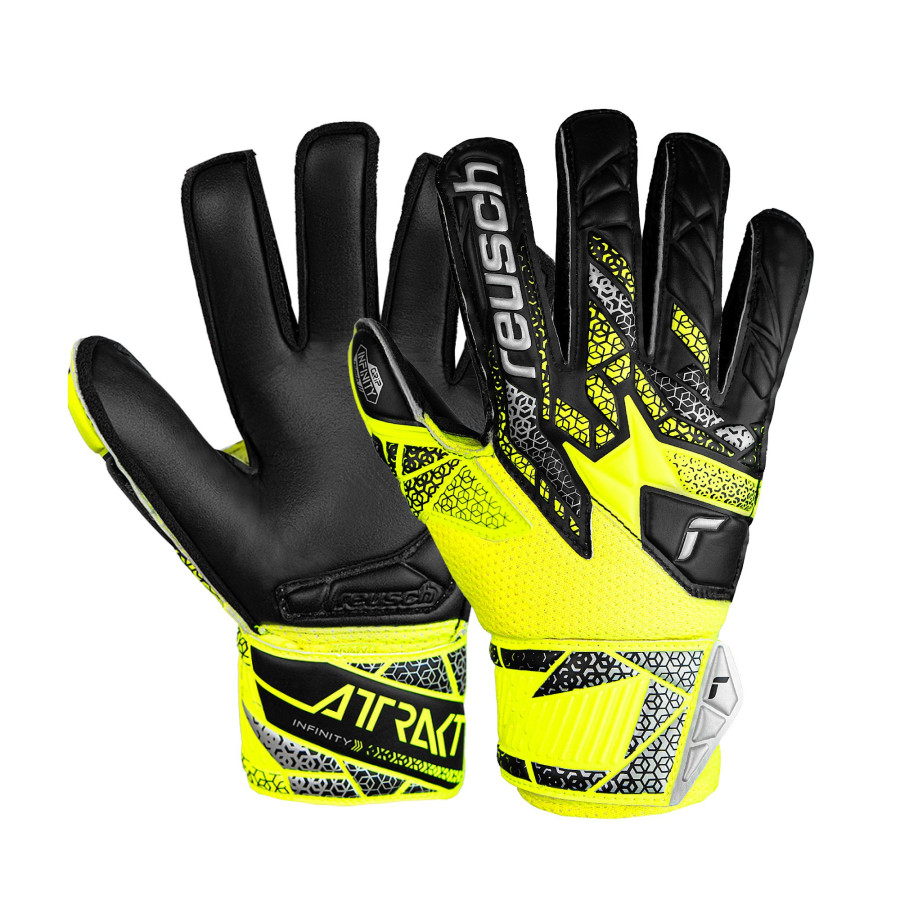 Gants gardien Reusch junior Attrakt Infinity Finger Support jaune noir