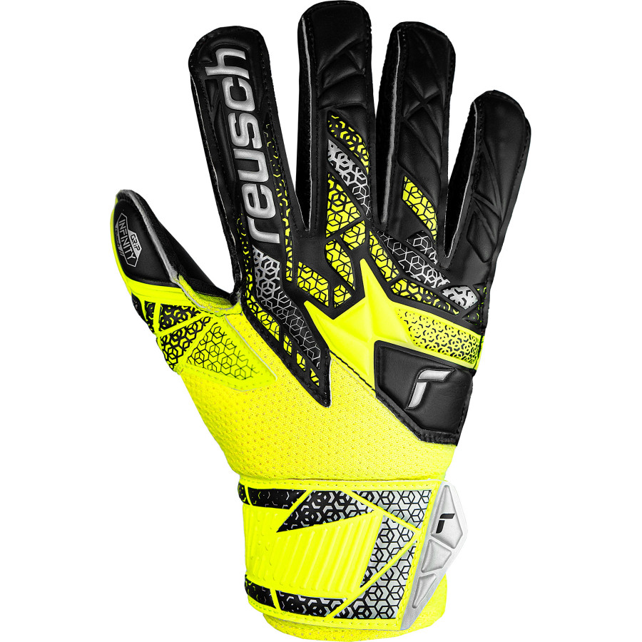 Gants gardien Reusch junior Attrakt Infinity Finger Support jaune noir