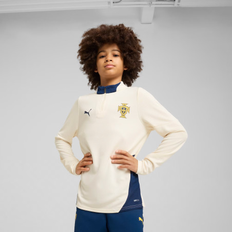 Sweat zippé junior Portugal blanc bleu 2025