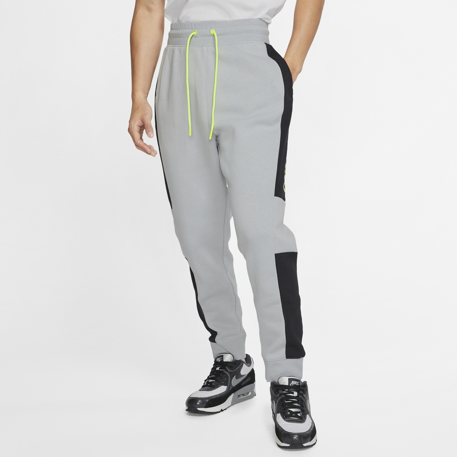 Pantalon survêtement Nike Air Fleece gris jaune