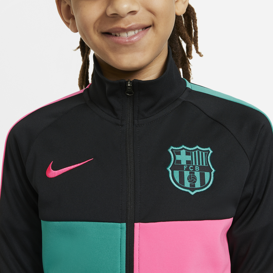 Veste survêtement junior FC Barcelone Anthem noir rose 2020/21