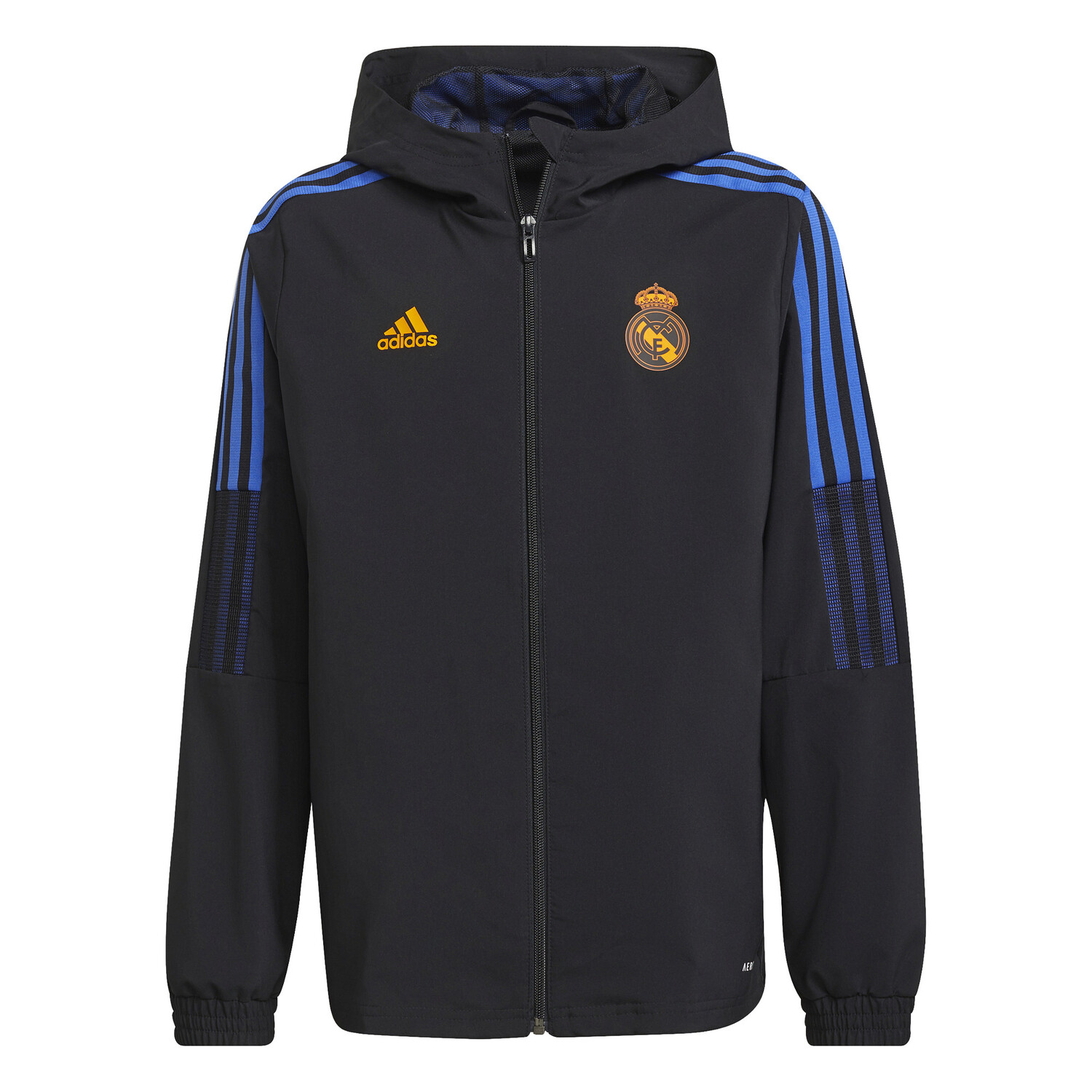 Veste entraÃ®nement Ã  capuche junior Real Madrid noir orange 2021/22 sur Foot.fr